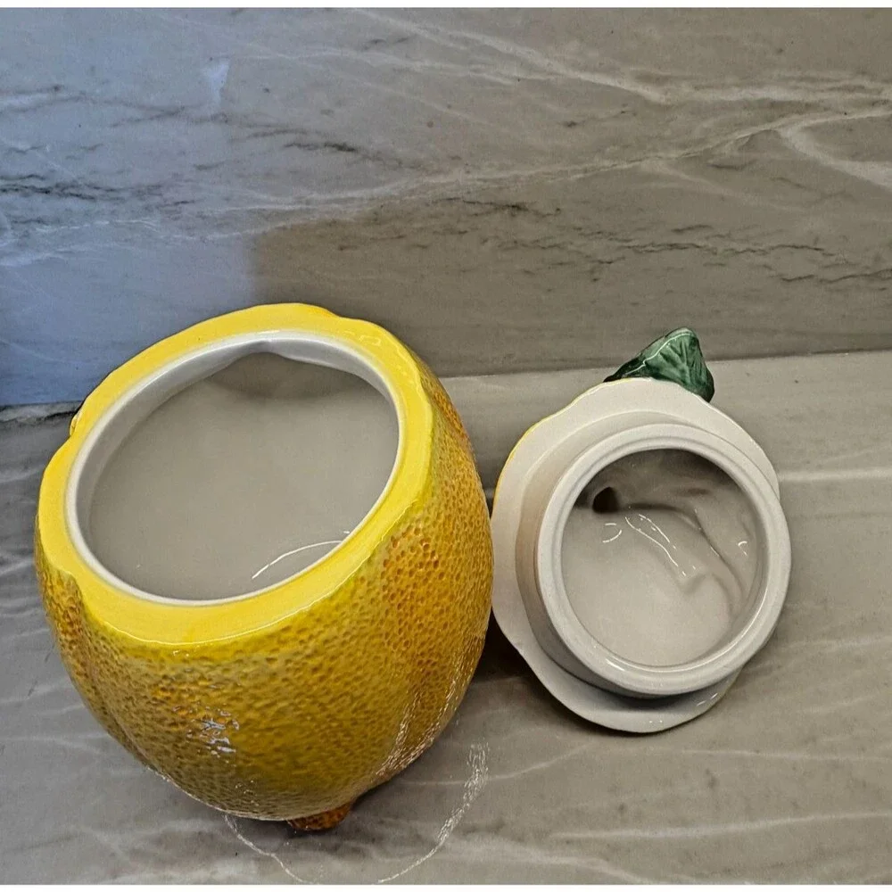 Corner Ruby The Lemon Collection Ceramic Cookie Jar Canister Lidded Fruit Stem